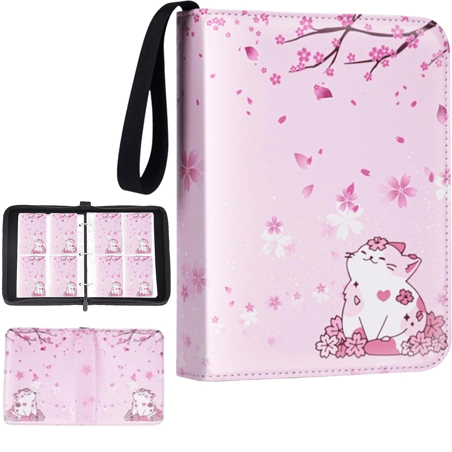 Zhuiyiwin Pink 4 Pocket Trading Card Binder,400 Pockets Card Binder Folder, Pu Leather Card Folder Trading For Mtg Sports Baseball Tcg Football Basketball Cards (, 4-Pocket)