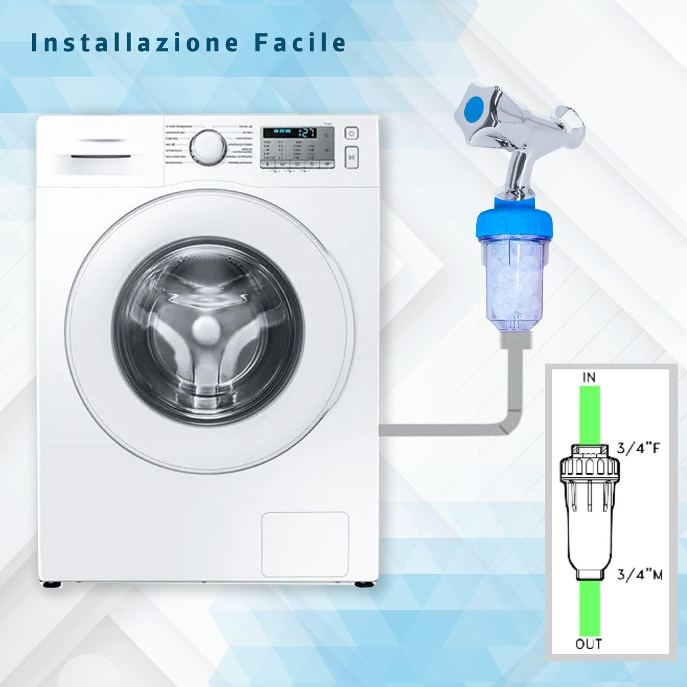 GOLDMAN SERVICE - Filtro anticalco per lavatrice e lavastoviglie in polifosfati ricaricabile. Decalcificante per acqua domestica Protezione per elettrodomestici