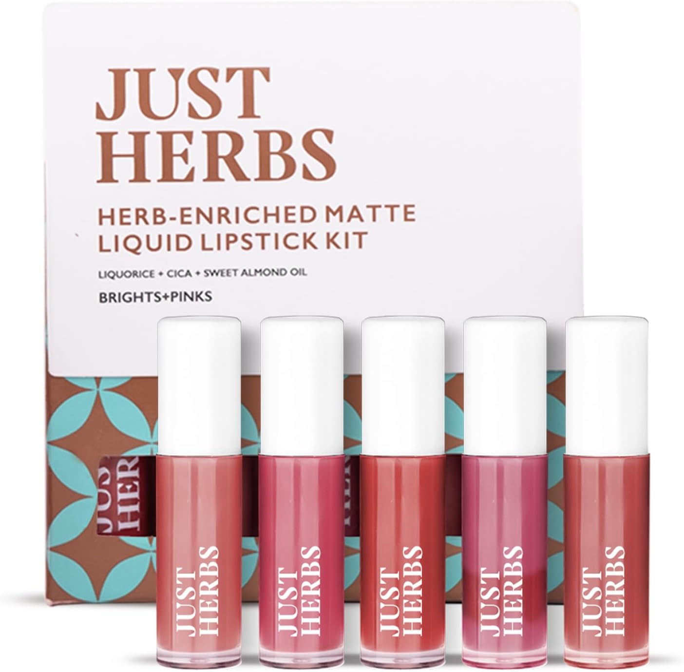 Ayurvedic Liquid Lipstick Kit Set of 5 with Long Lasting, Hydrating & Lightweight Lip Colour, Brights & Pinks - Paraben & Silicon Free