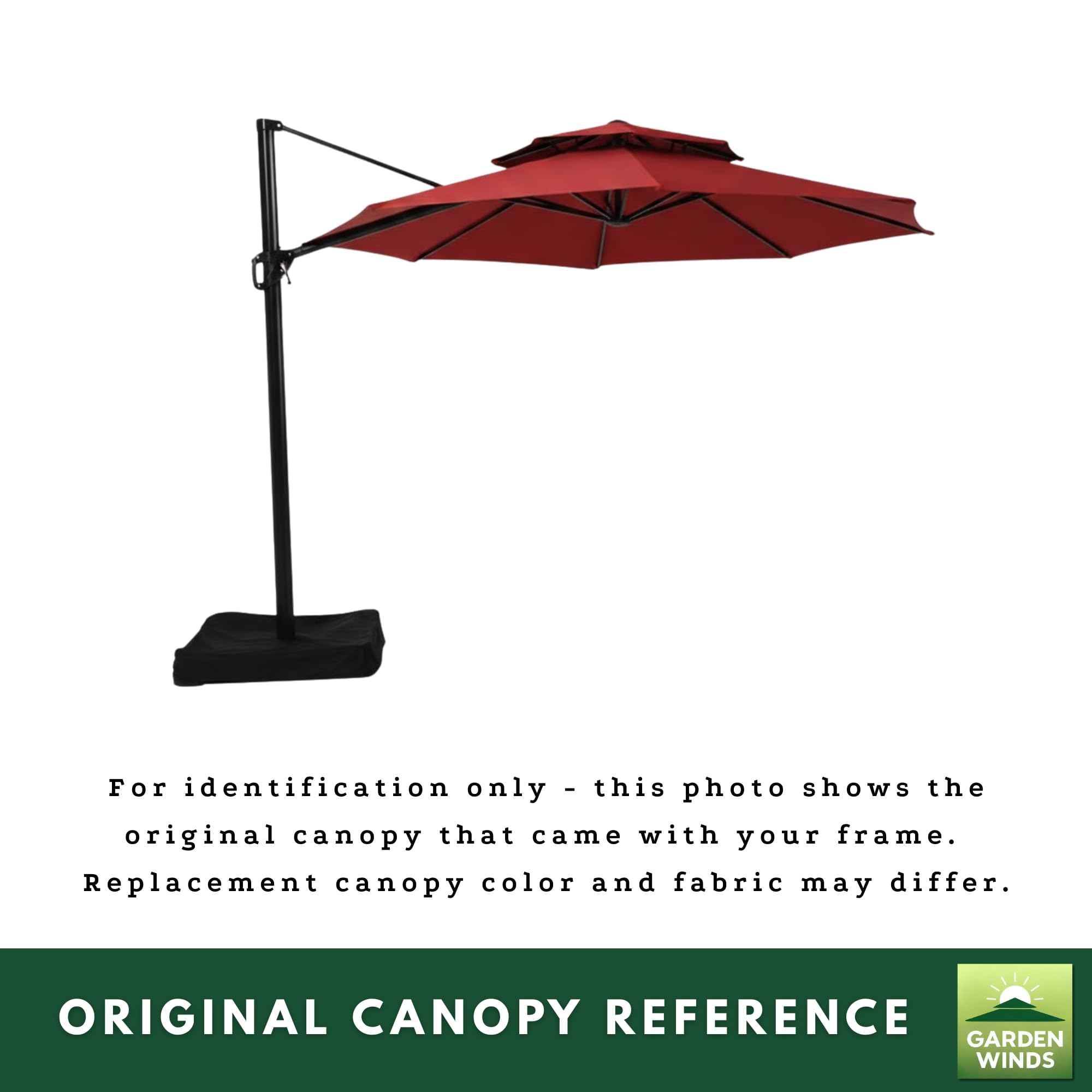 Garden Winds Reinforced RipLock 350 Replacement Canopy Top Cover Compatible with Garden Treasures 11' Offset Umbrella Models YJAF-819R, YJAF-819D, YJAF-81903A, YJAF-81903B, YJAF-81903C