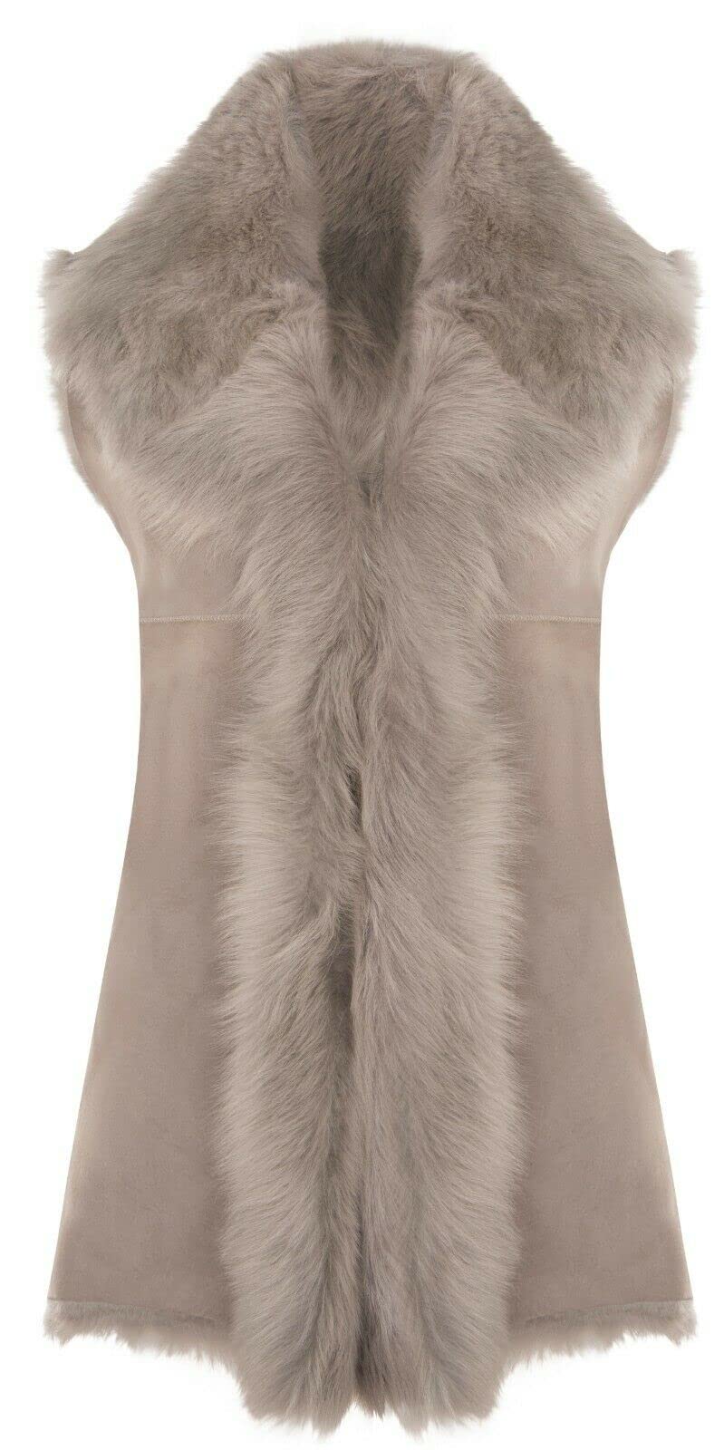 Infinity Leather Women's Light Grey Toscana Sheepskin Long Gilet-Sorocaba In Size 8
