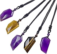 Vista 3 de EDEN'S CALL Natural Healing Crystal Stone Necklace for Women and Men Adjustable Faceted Quartz Stone Pendant Necklace for Reiki Balancing