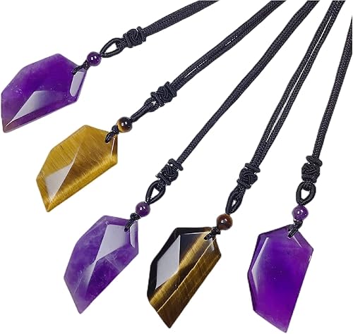 Miniatura 3 de EDEN'S CALL Natural Healing Crystal Stone Necklace for Women and Men Adjustable Faceted Quartz Stone Pendant Necklace for Reiki Balancing