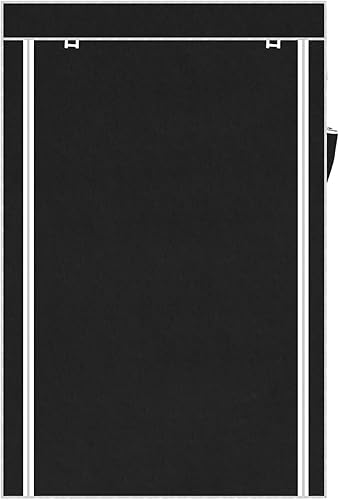 Miniatura 3 de Vasitelan Armario portátil organizador de almacenamiento de ropa con 6 estantes 1 riel para colgar ropa armario de tela no tejida marco de metal 18