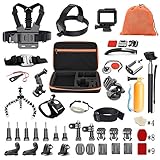 Pieviev GoPro Accessories Kit for Hero 5 Black 6 4 3+ 3 2 1, Action Camera SJ4000/SJ5000/SJ6000(60-in-1 Black)