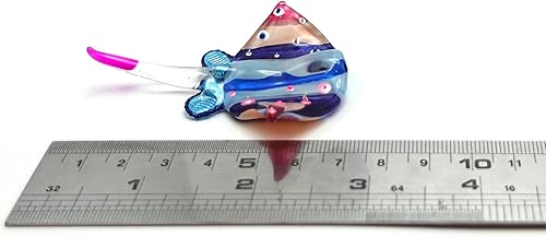 Miniatura 2 de Manta Ray - Pequeñas figuras en miniatura de animales soplados a mano, arte de vidrio soplado a mano, regalo coleccionable para decorar (rosa y azul)