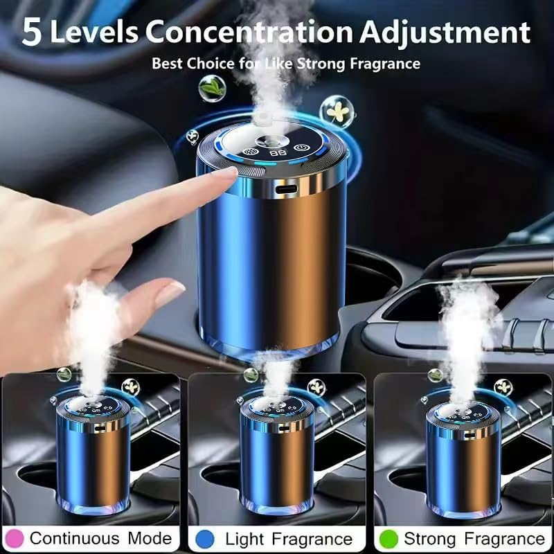 Smart Car Air Fresheners, 5 Mode Adjustable Rechargeable Aroma Diffuser, for Home Office Driving (Various Fragrance Types Available) (1 pc Gardenia)