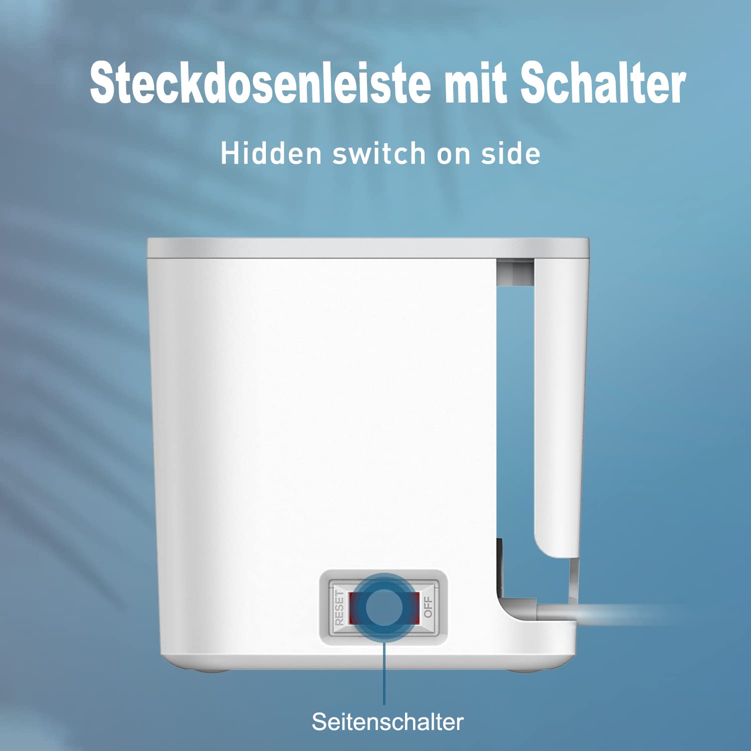 Kabelbox mit Steckdosenleiste Überspannungsschutz, 5Fach Mehrfachsteckdose mit 3USB, Kabel Organizer Box Steckdosenadapter mit 2M Kabel und 10 Stück Kabelbinder, 29.5 * 14 * 14CM, Weiß