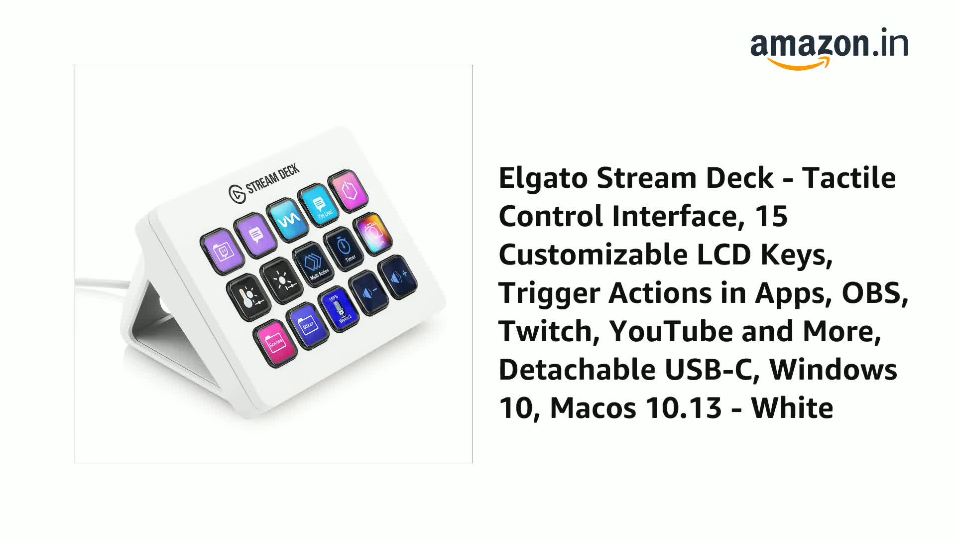 Elgato Stream Deck - Tactile Control Interface, 15 Customizable