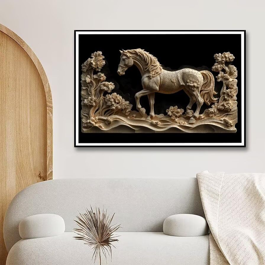 Puzzle 1000 Piezas, Puzzle Caballo con Caja Regalo, Animal Puzzles 1000 Piezas Adultos, Medidas: 75 x 50 cm, Rompecabezas Adultos de Madera, Rompecabezas para Decoración Hogar, Regalo Mujer, -5822