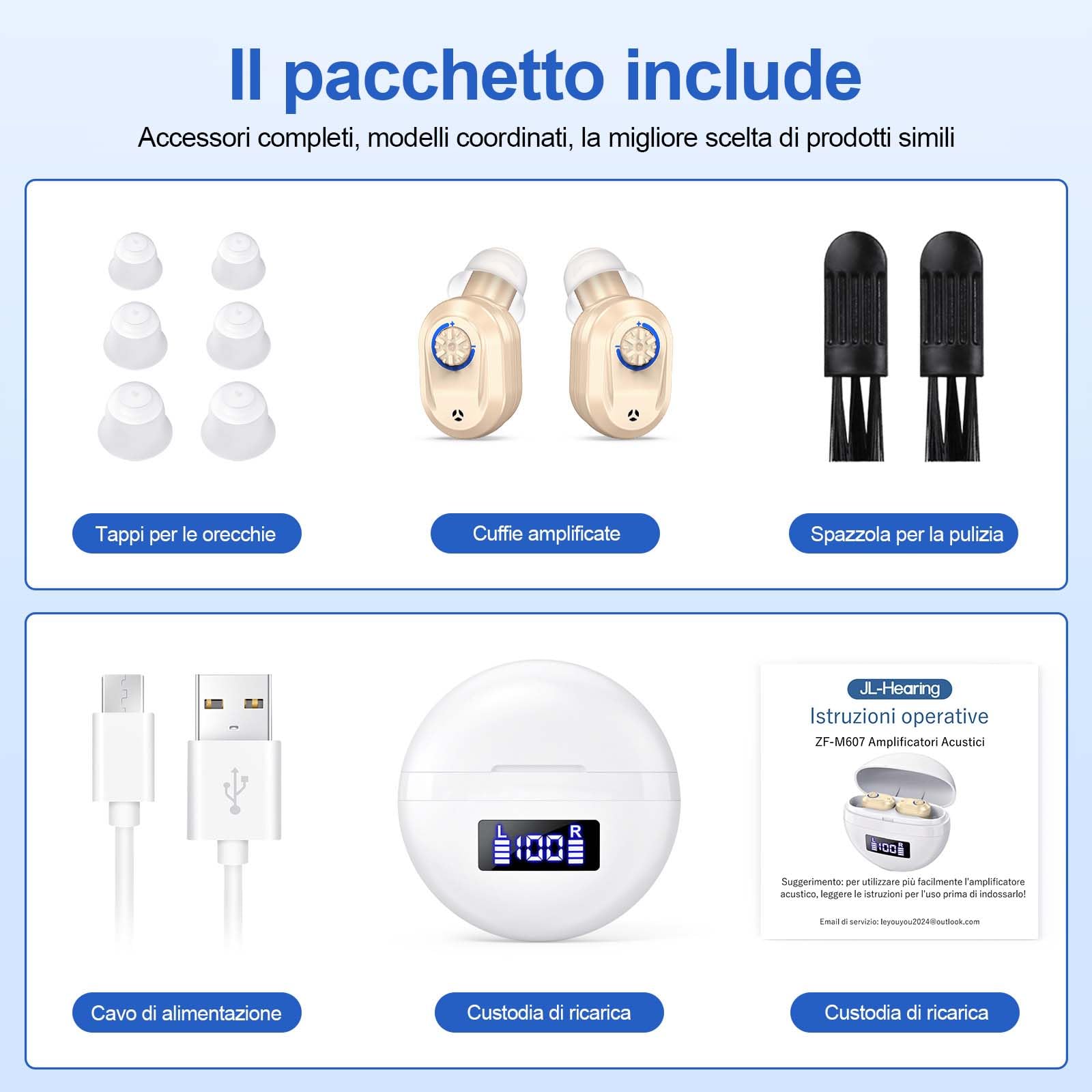 Cuffie Amplificate che Possono Rendere il Suono Più Forte，Uso Binaurale，Indicatore LED del Livello Della Batteria