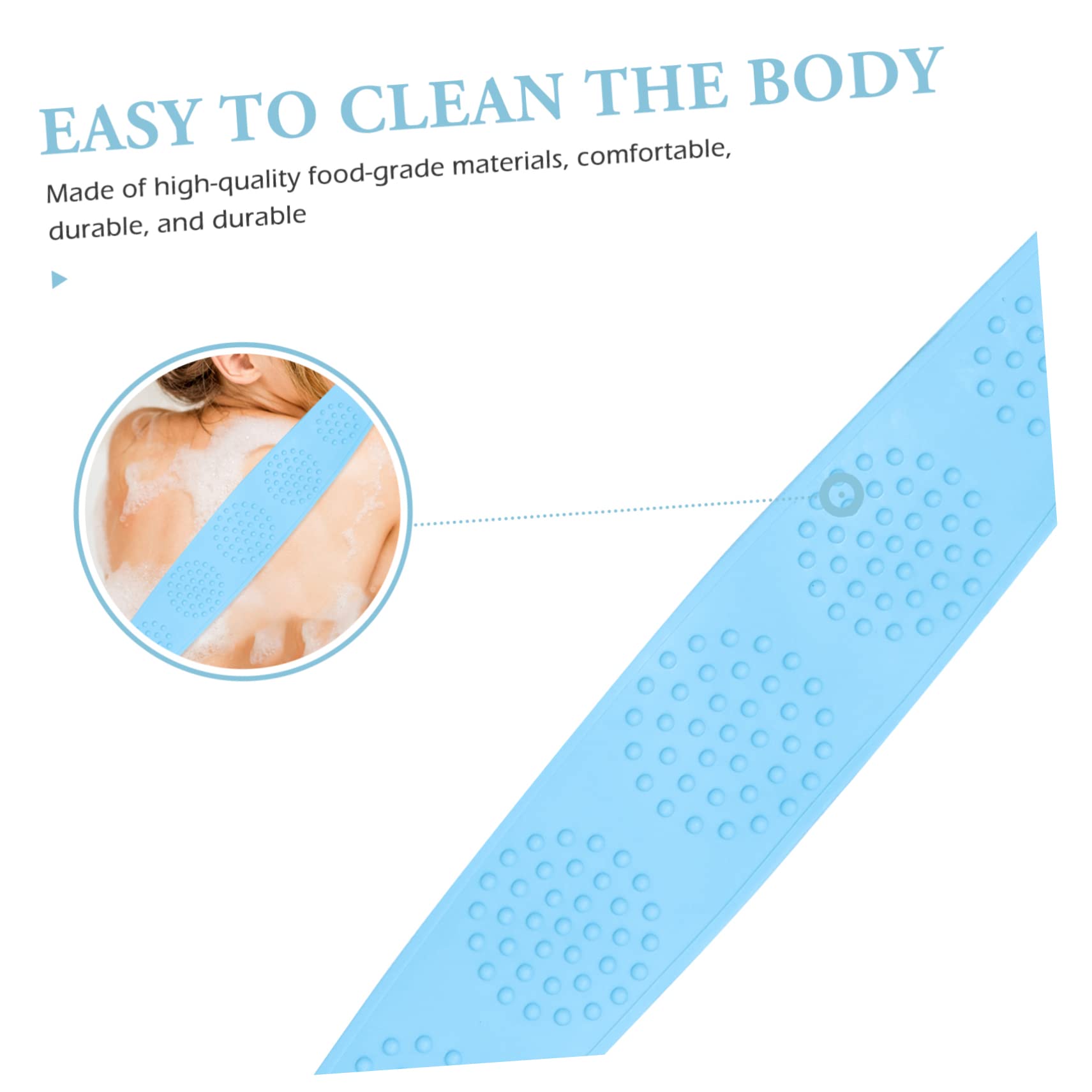 MUCKLILY 2Pcs Silicone Back Rub Towel Long Shower Strap Bathing Scrubber for Body Exfoliation and Back Massage Comfortable Grip Design Easy to Reach Space Saving Storage