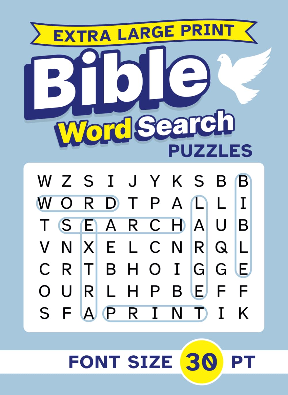Extra Large Print Bible Word Search Puzzles Font Size 30 pt: Giant / Jumbo Text Wordsearch Book for Seniors / Adults