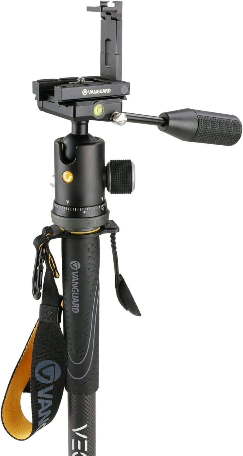 Vanguard VEO2SCM-264TBP120T Carbon Fiber Monopod with Tri-Stand Feet and VEO BP-120T Ball Head with Built-in Smartphone Holder Dark Grey