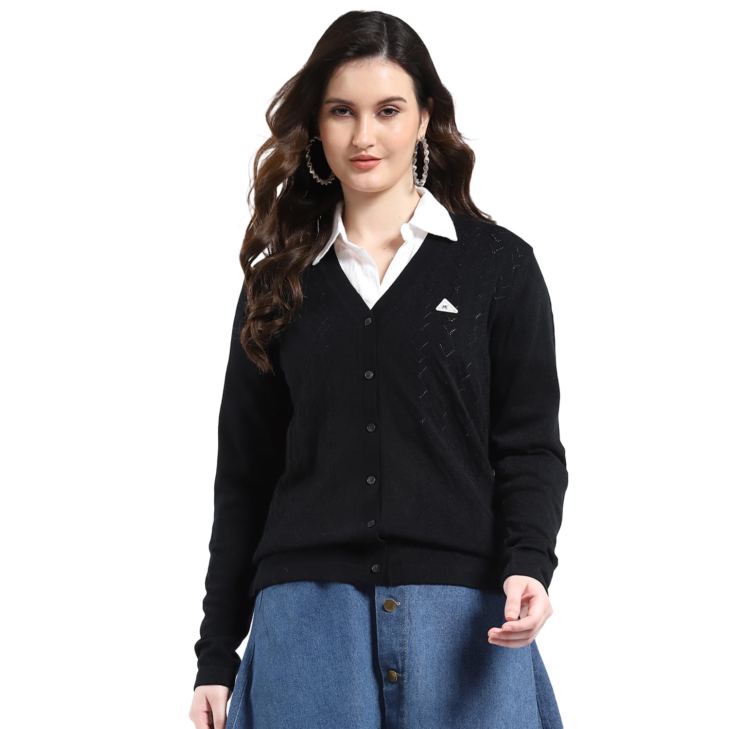 monte carlo Women Regular Fit Self Design V Neck Button Closure Full Sleeve Winter Cardigan|Cozy and Stylish Knitted Design | Sweater for Ladies | Cardigans Sweater for Women's (Pack of 1)-picture-32