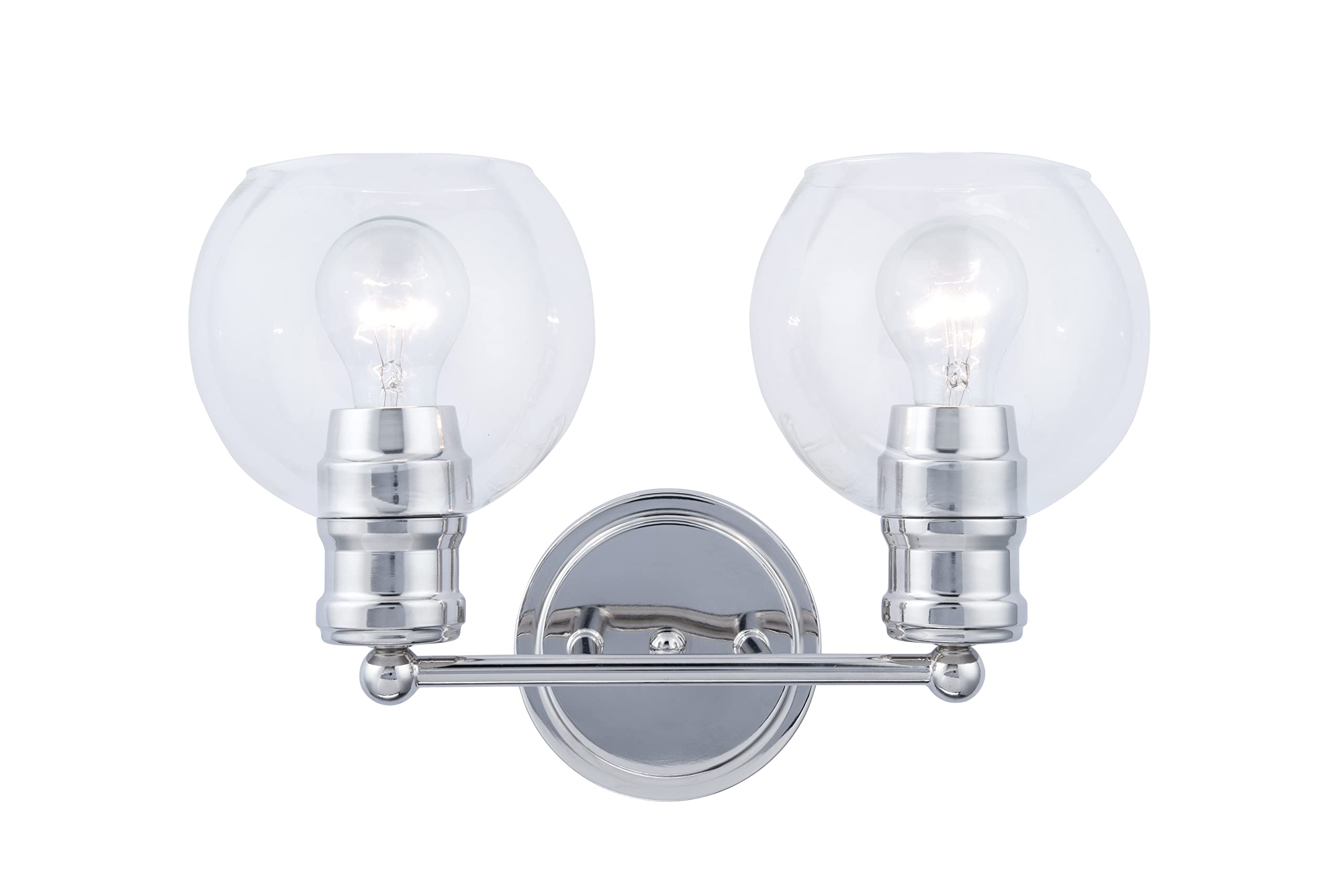 Jasper 3-Light Dimmable Bathroom Vanity Light, Chrome Bathroom Light Fixtures with Clear Glass Shade, Matte Black with Brushed Gold Accent Socket, Modern Vanity Lights for Bathroom