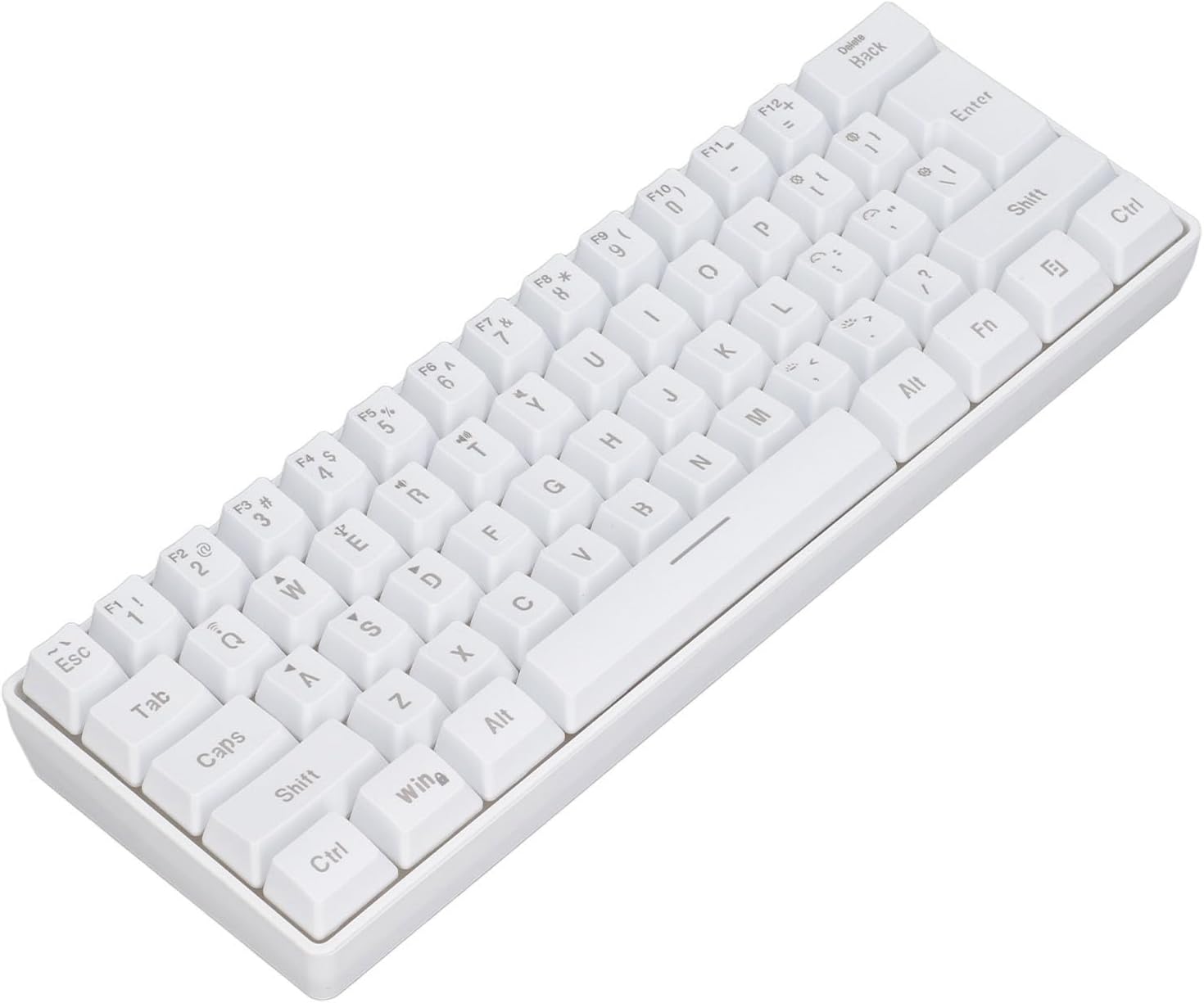 Gaming Keyboard 60 Percent, Small Gaming Keyboard 3 Mode Keyboard Silent 61 Keys 2.4G Teclado Wireless Wired RGB Backlight Keyboard for Laptop Phone Tablet (White)