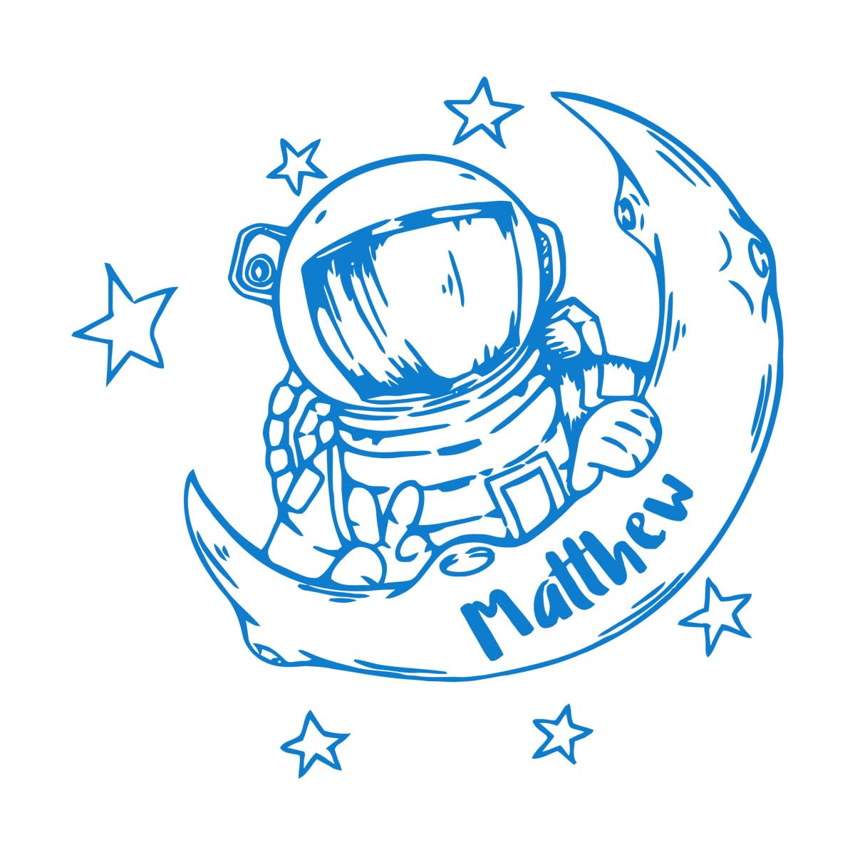 Mural and Wall Vinyl Decal Space Kids Astronauts 36x36.8cm Personalized Customization Small Blue — image 1