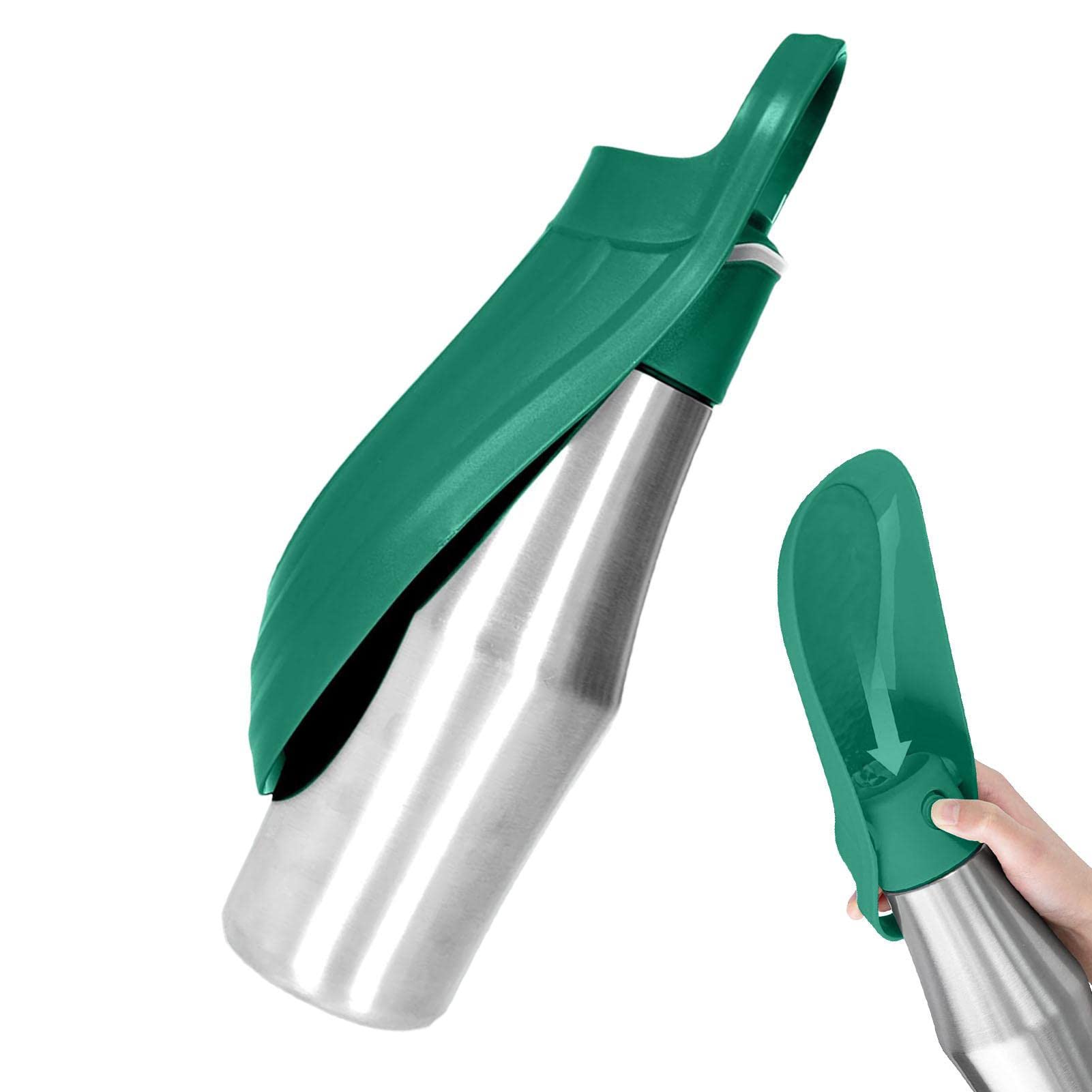 Agua para Perros Acero Inoxidable, 750ml Agua Viaje Plegable para Mascotas, Bebedero Perro Portatil, Dispensador Agua Perros para Acampar Senderismo Viajar Exterior