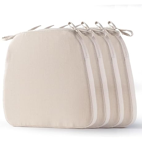 Dining Rush: Battilo's Beige Dinette Chair Cushions: 4-Piece Comfort Set for Indoor/Outdoor