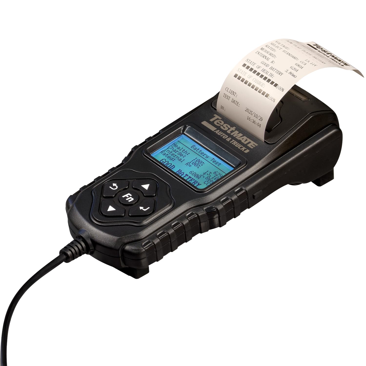 TestMate TA22KIT Tester batteria da 12 V/24 V per auto e camion, tester per batteria con LCD e stampante, sistema di avviamento e ricarica