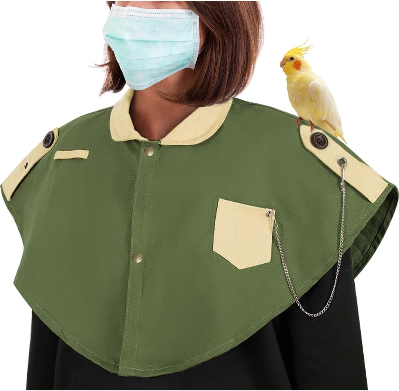 La La Pet Parrot Anti-Scratch Shoulder Protector Pet Bird Training Shoulder Cape Parrots Poop Shawl Diaper Flight Suits and Accessories for Macaws Cockatoos Parakeets Cockatiels Green