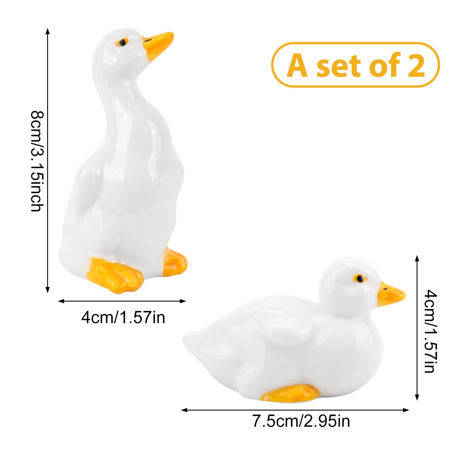2pcs Duck Toilet Bolt Covers, Horizontal & Standing Styles Cute Decorative Ceramic Toilet Screw Cover Caps for Bathroom Decor, Easy Installation - 3