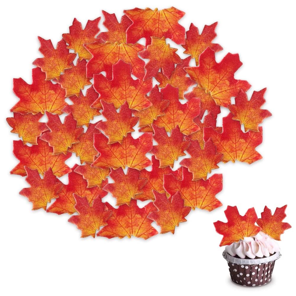 Buy Morofme 50pcs Edible Fall Leaves Cupcake Toppers, le Leaves Cake Toppers, Edible Gold Leaf