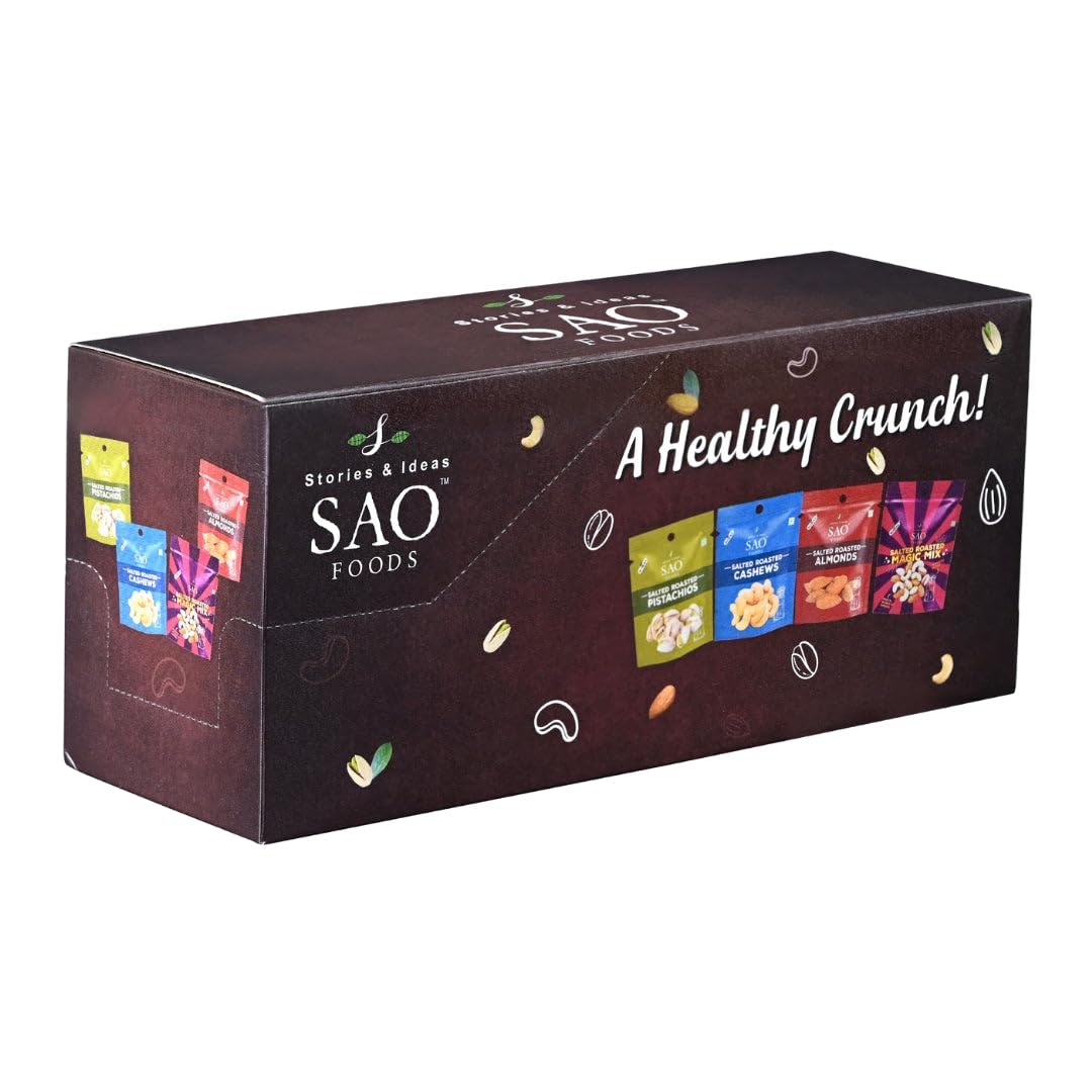 SAO Foods Roasted & Salted Assorted Dry Fruits Snacks - 240g | Small Packs of 20 (10/12g Each) | Mixed Nuts: 8 Packs + Almonds: 4 Packs + Cashews: 4 Packs + Pistachios: 4 Packs | For Anytime Snacking (B0BY76C41P) Amazon Price History, Amazon Price Tracker