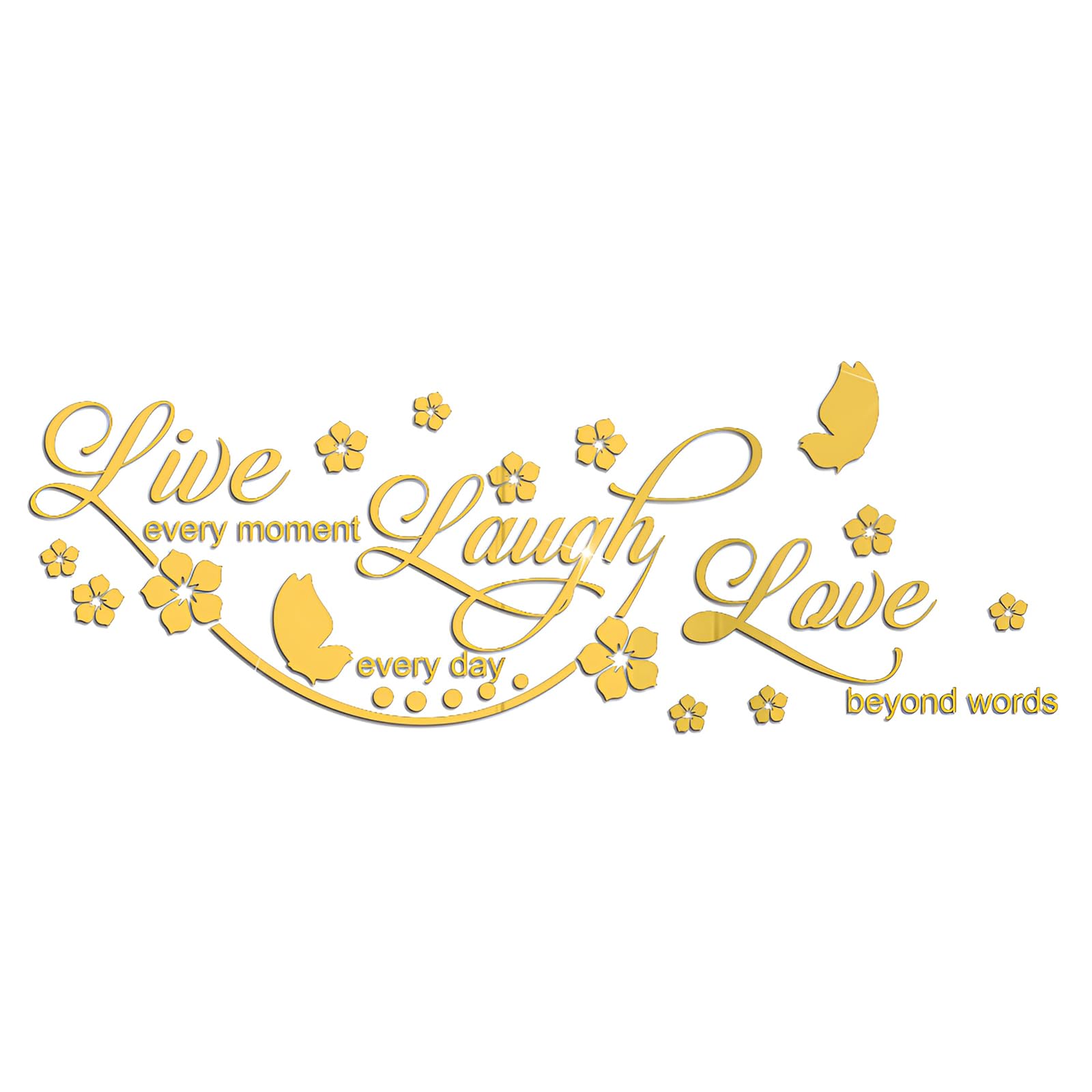 Sicheii Gold Live Laugh Love Mirror Decal, Inspirational Wall Stencils Peel And Stick Quotes, Decorative Wall Stickers Decor Living Room, Motivational Sayings Words For Bedroom Home Wall Art,