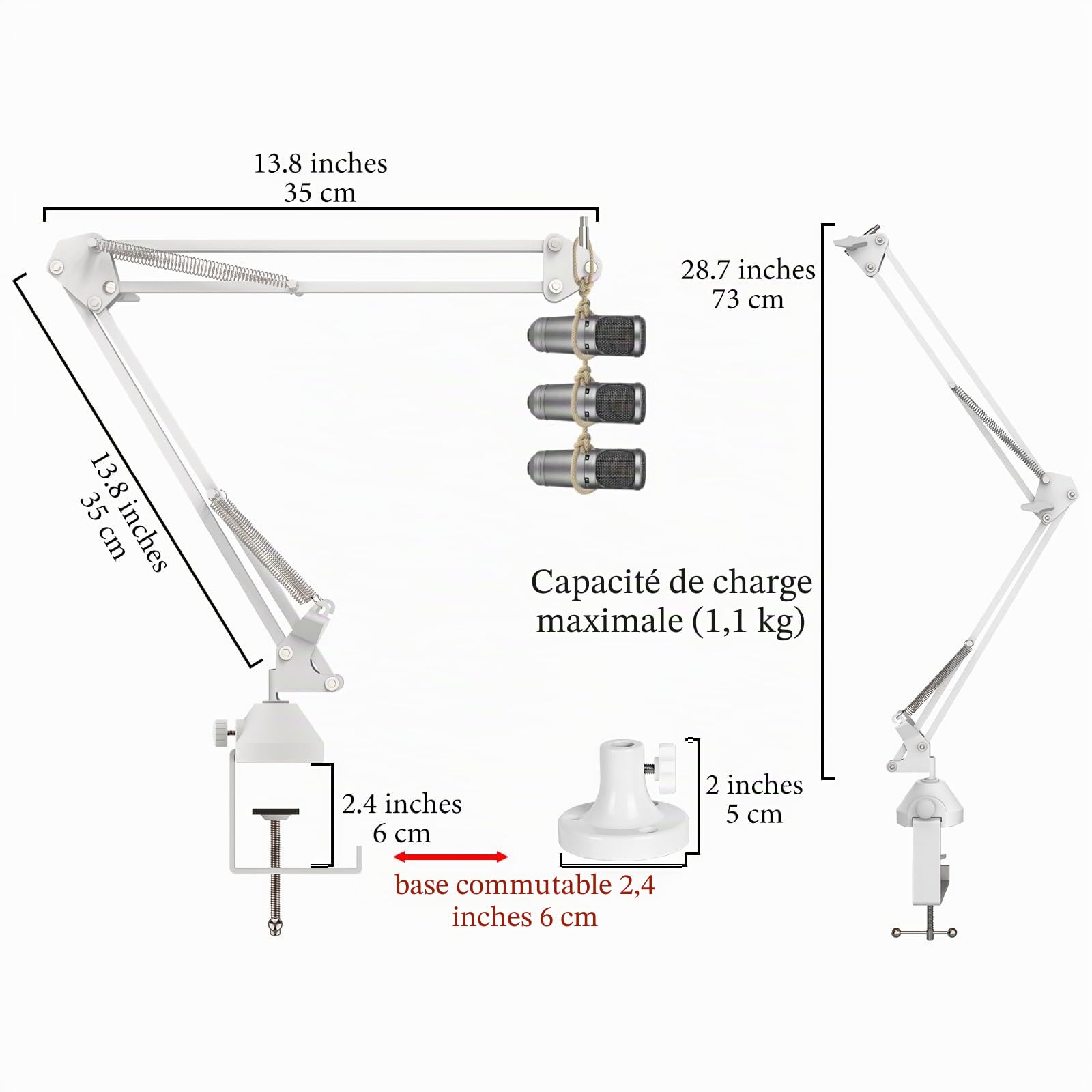 GEEKRIA Geekria for Creators Bras de microphone compatible avec Rode PodMic, NT-USB, NT1-A, NT1 Bras de micro avec bride de fixation de table, support de suspension, bras de micro à ciseaux, support
