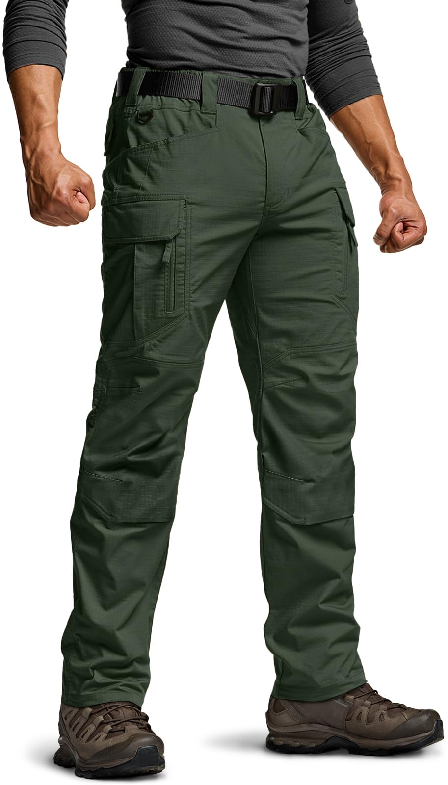 CQR Men's Flex Stretch Tactical Pants, Water Resistant Ripstop Cargo Pants, Lightweight EDC Outdoor Work Hiking Pants — view 11
