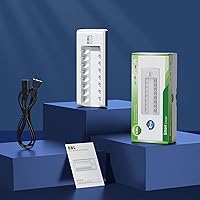 Vista 9 de EBL cargador de batería de 8 bahías, baterías recargables AA, AAA, Ni-MH, Ni-Cd