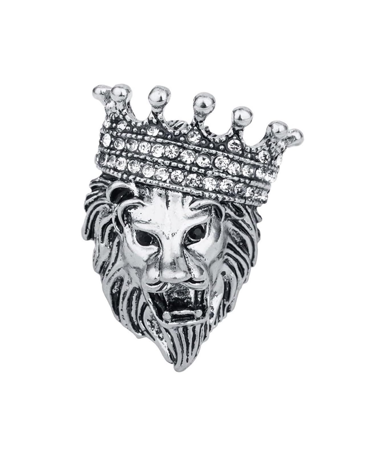 Moda zwierzęca 3-częściowy Retro lew męski garnitur w stylu punkowym marynarka korona prerii(Silver)