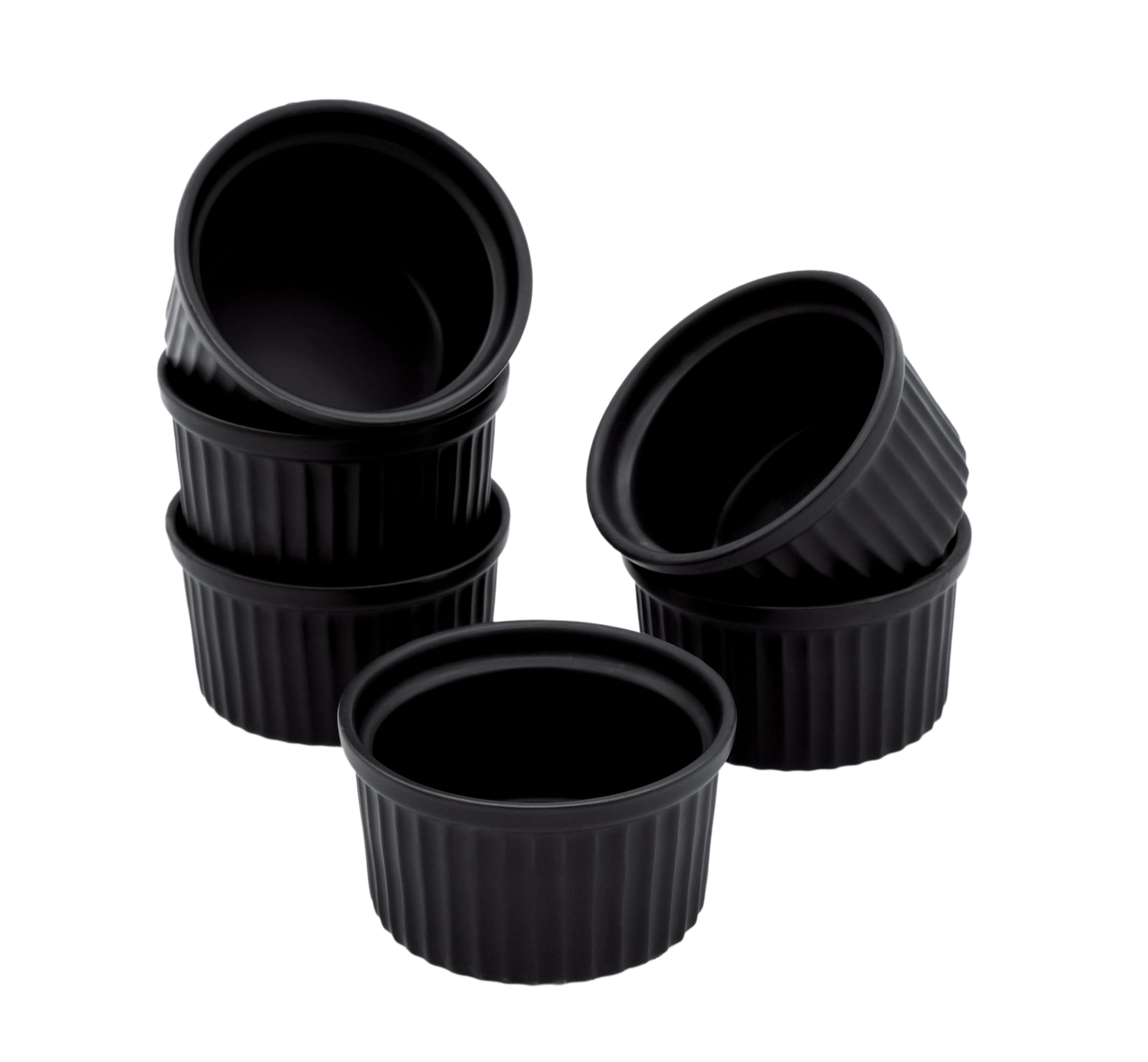 Porcellana Cream Brulee Ciotole piccole – 200 ml / set da 6 pezzi – ciotole per forno soufflé nero – Ciotola da dessert – Pirottini classici per dessert muffin