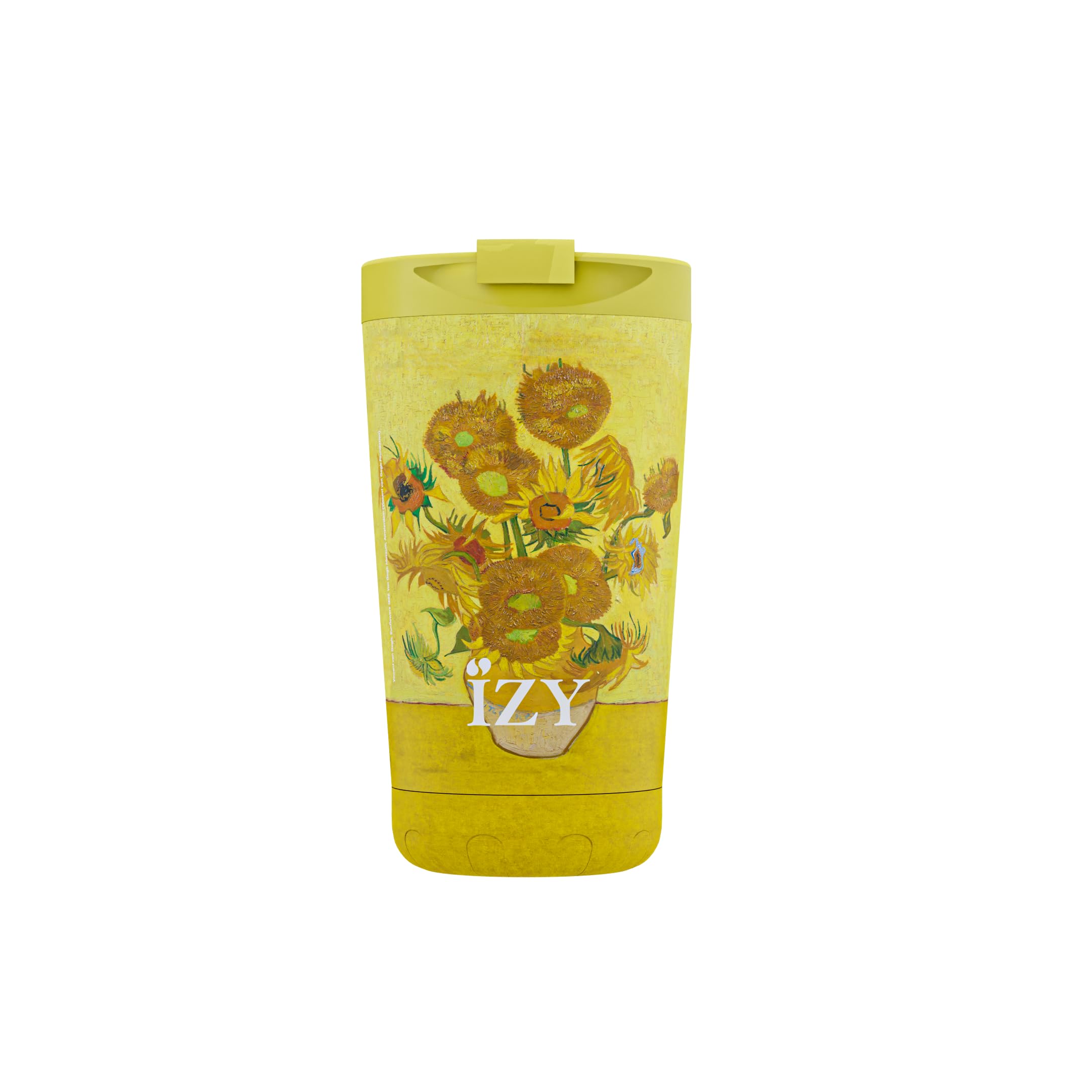 IZY taza termo - Taza de café 350ml - Taza de café para llevar - Termo - Sin BPA - Taza de viaje de acero inoxidable - A prueba de fugas (Girasoles)