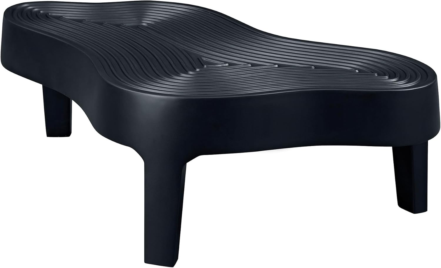 47.24'' Fiberglass Cloud Coffee Table Matte Black Irregular Round Edge Stable Three-Leg Support Scratch-Resistant Waterproof No Assembly for Living Room Apartment