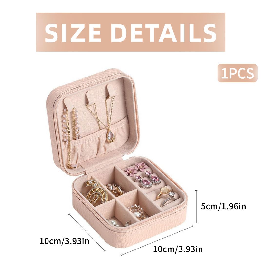 Portagioie Da Viaggio AiQInu - Piccolo, Con Scomparti Per Orecchini, Anelli, Collane - Pelle PU, Floccaggio Morbido - Foto 7