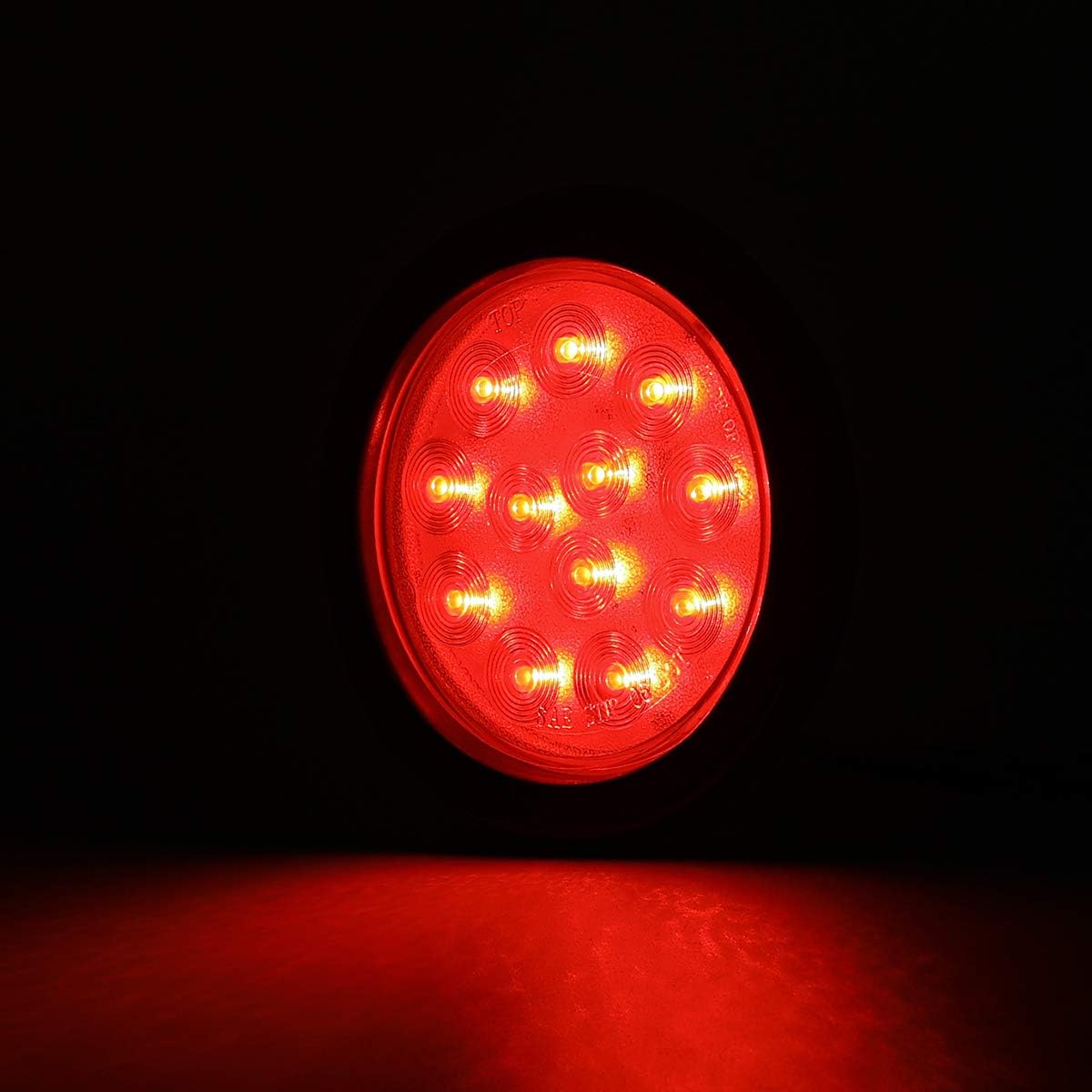 4PCS 4inch Round Stop Tail Turn Signal Backup Fog Reverse Brake Marker Lights 12 LED Grommet 3-Prong wire Plug for Truck Trailer RV Boat Bus Waterproof