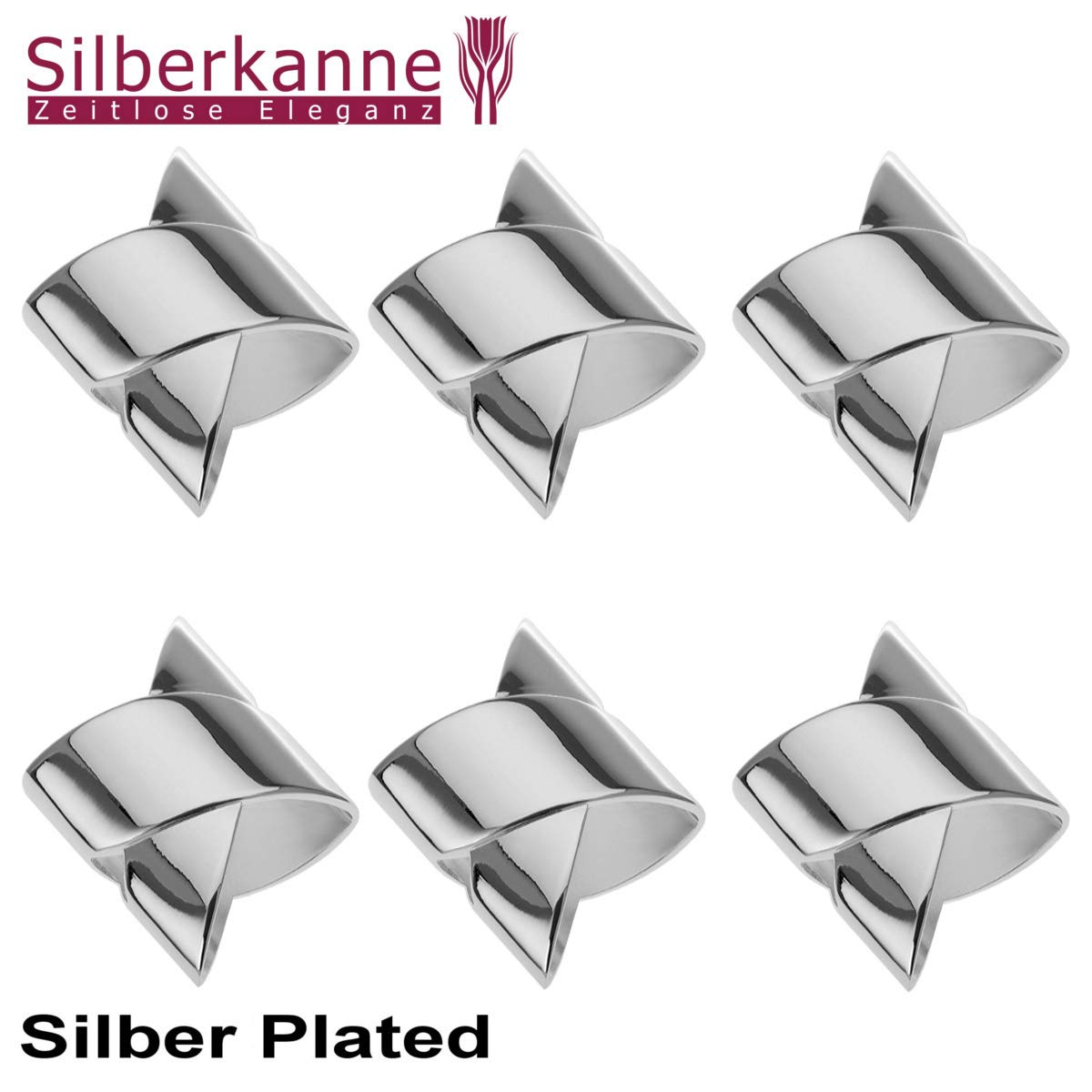 Lot de 6 Ronds de Serviette Classiques 5 x 5 cm plaqué Argent
