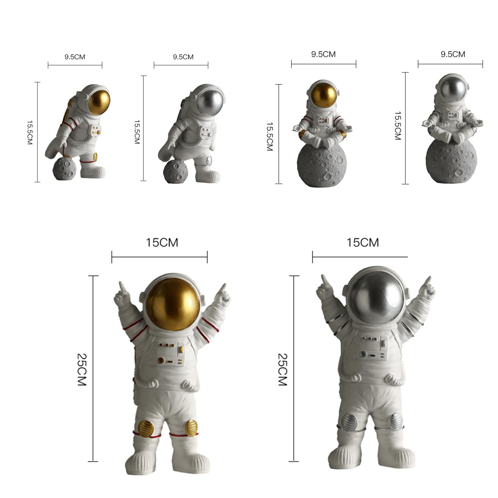 Estatuas Astronauta Arte Escultura Moderna Decoración Figura Astronauta Estatua Sala Estar Arte Artes Regalo poliresina, Dormitorio, Decoración temática Astronauta, Adorno (Gold,A)
