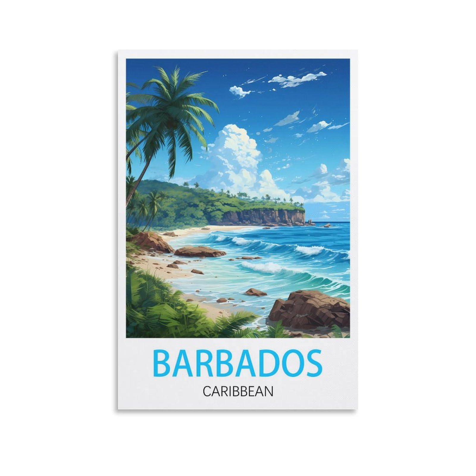 HXHNFERR Barbados Caribbean Vintage Travel Poster 12x18inch(30x45cm) Canvas Wall Posters And Art Pictures Prints Paintings Bedroom Decor
