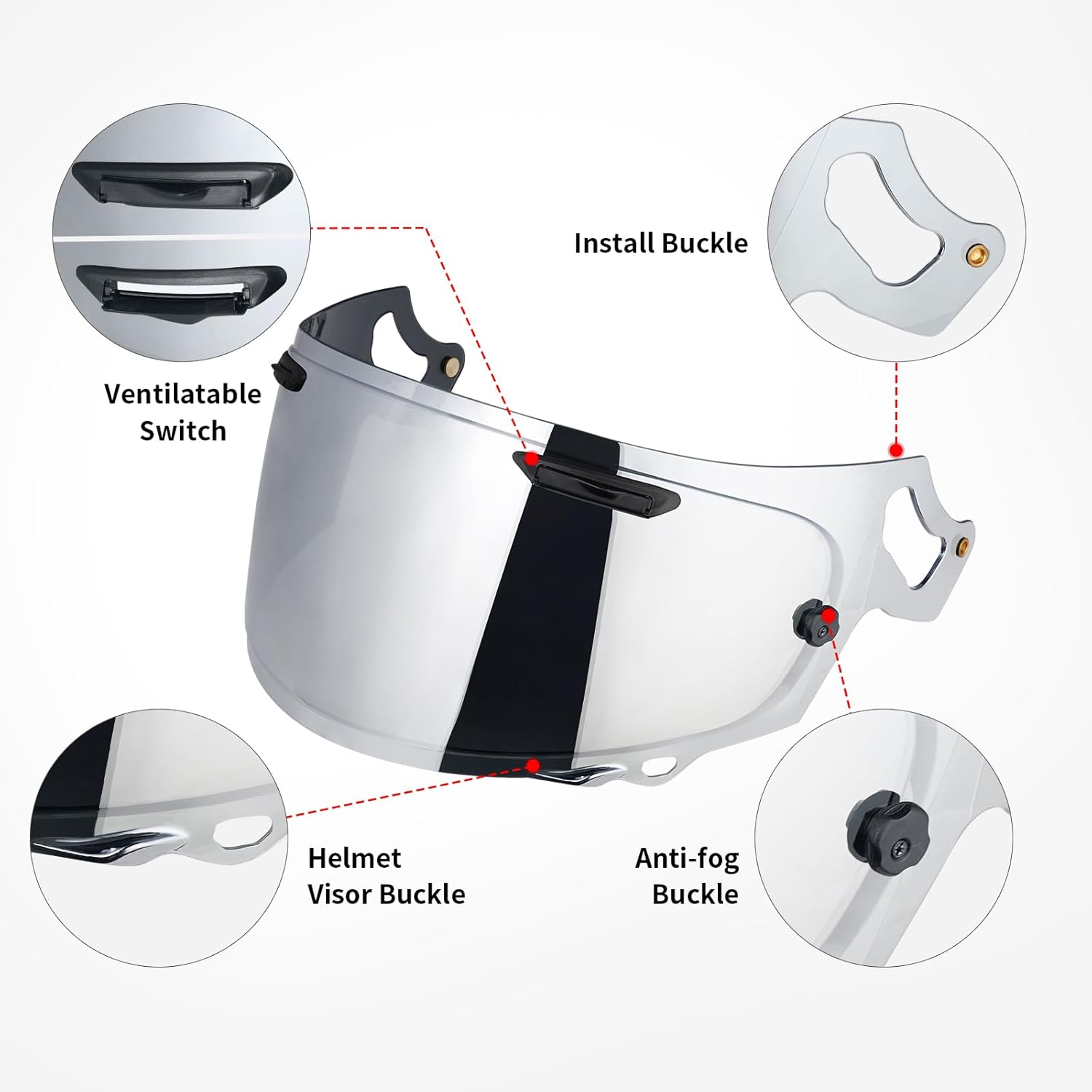 Regent-X Visor Replacement, VAS-V MAX Visor Face Shields Compatible with Corsair-X,Quantum-X,Signet-X,DT-X,Defiant-X (Chrome Red)