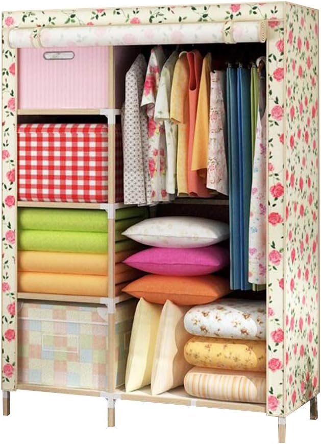 Cloth Wardrobe Clothes Closet, Portable Closet Wardrobe Storage Closet Standing Closet Fabric Cabinet Portable Wardrobe,E_110X45X170CM