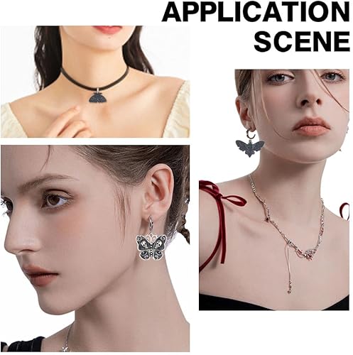 Miniatura 5 de SUNNYCLUE 1 caja de 24 piezas de 4 estilos de dijes de mariposa para polilla, dije gótico a granel, calavera negra, mariposas, esqueleto, Halloween,