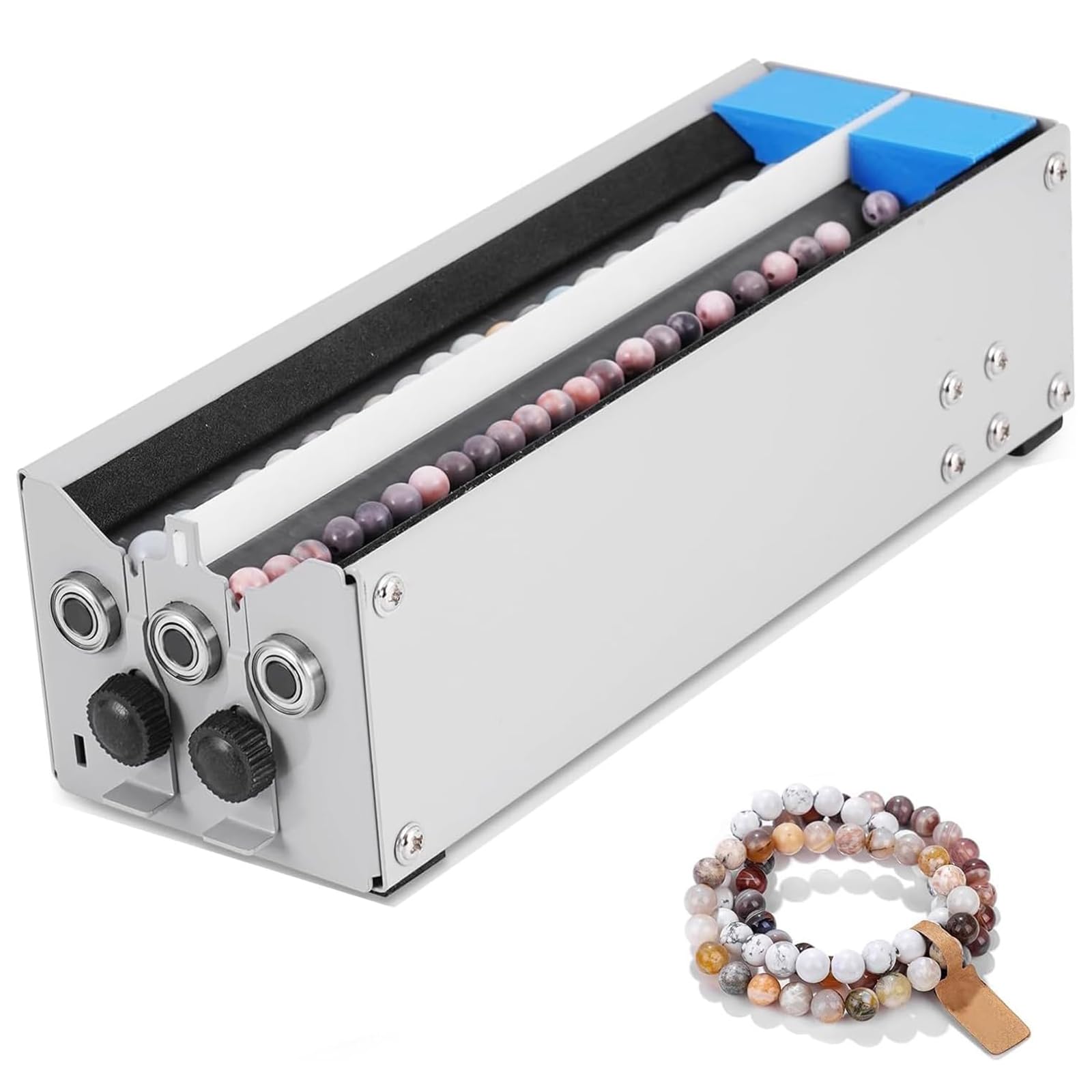 Elektryczna maszyna do nawlekania koralików 220 V, elektryczna przędzarka do koralików, 2-kanałowa przenośna maszyna do nawlekania koralików, do projektowania biżuterii