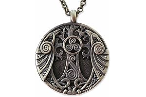 Viking Celtic Raven Yggdrasil Crow Huginn Muninn Tree of Life Pendant Necklace...