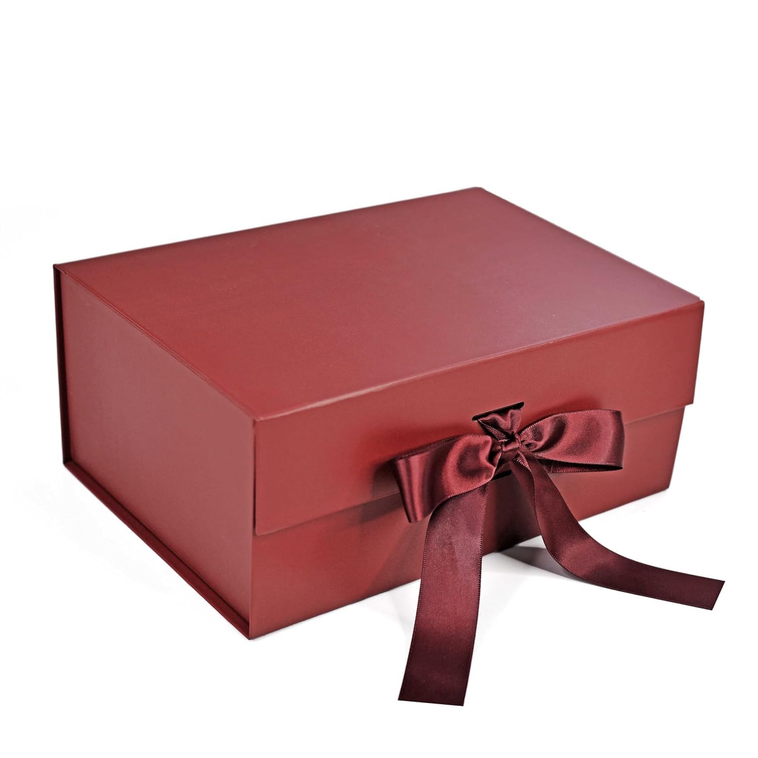 RBS® - Foldable Gift Box with Ribbon 23 x 16 x 10cm Gift Boxes for Packaging (1 Pack) Multi-Purpose Gift Boxes for Presents Reuse Gift Packing Box Decorative Hamper Box (Maroon)
