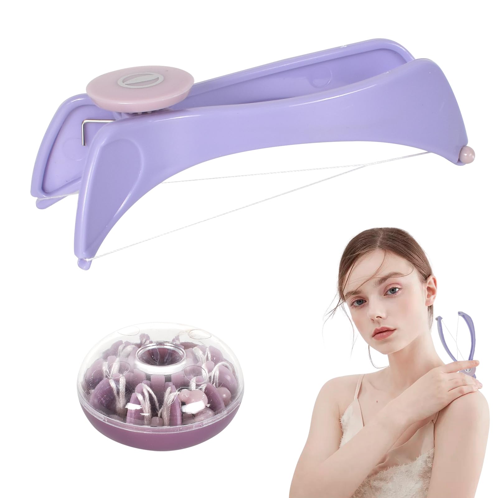 Threading Hair Removal, Manual Portable Epilator Face Hair Remover with 9 Pre-Cut Extra Strength Threads