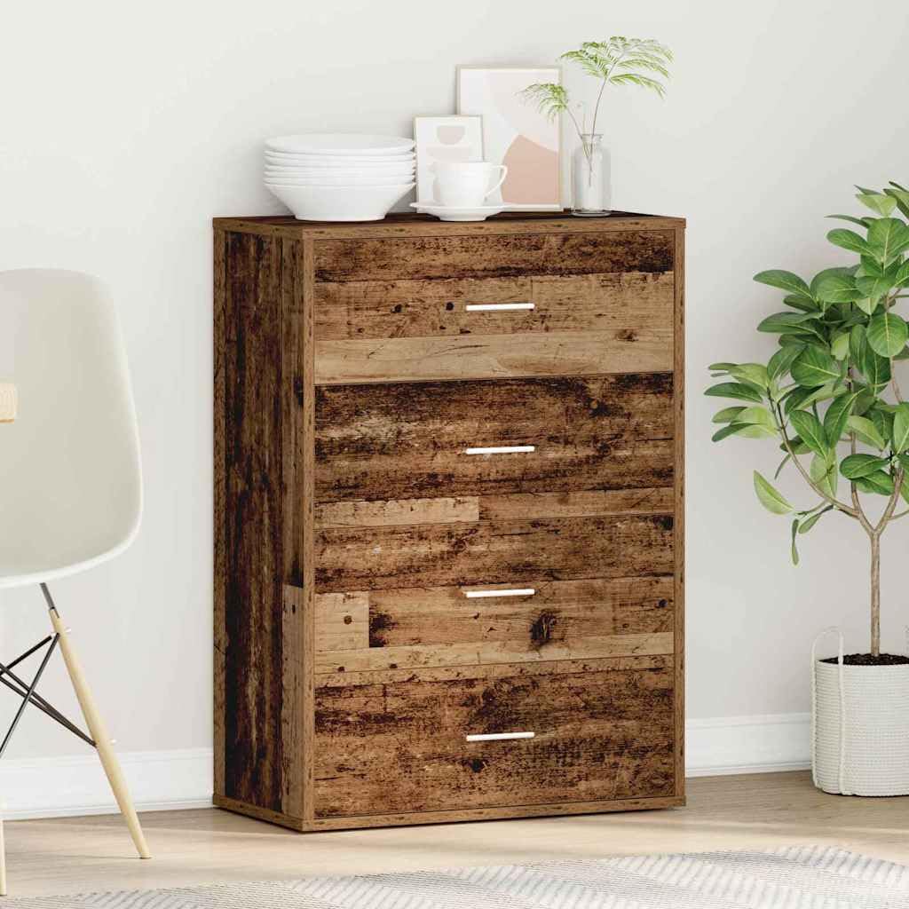 Buffet en bois recyclé avec ders 60 x 31 x 84 cm, polyvalent, pour cuisine et salon, commode en bois pour couloir et salle à manger